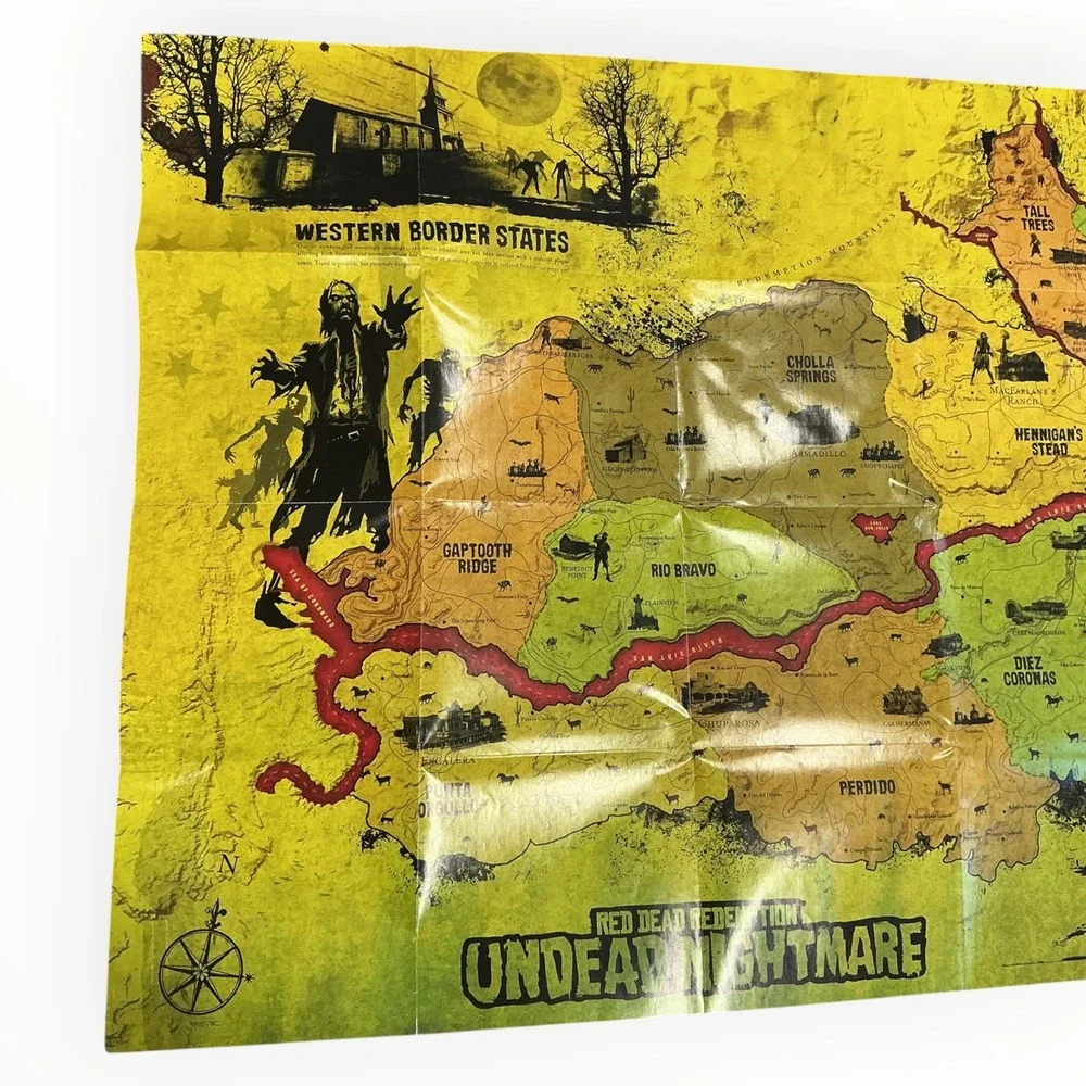 Red Dead Redemption Map Poster Lot of 2 Undead Nightmare New Austin RDR RDR2